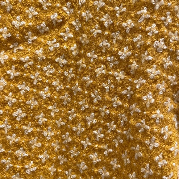 Anthropologie Mustard Yellow Embroidered Back Button Wool Blend Top Small - Picture 3 of 7